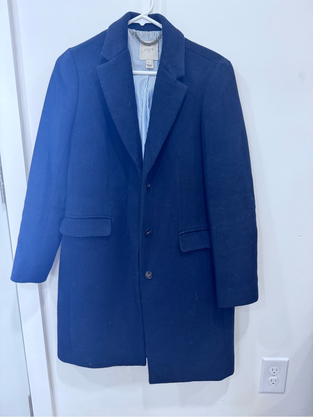 J. Crew Women’s Navy Wool Blend Topcoat - Picture 1 of 6